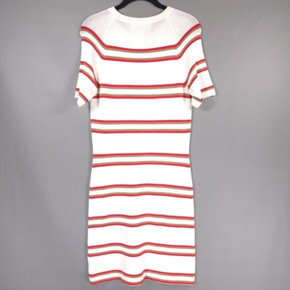 NWT A.L.C. Thompson Dress Rayon Knit Short Sleeve Crew Nk Bodycon Striped LARGE - Picture 2 of 7